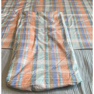 Vintage Lady Pepperell Box Sheet Set Plaid Orange And Blues Size Twin
